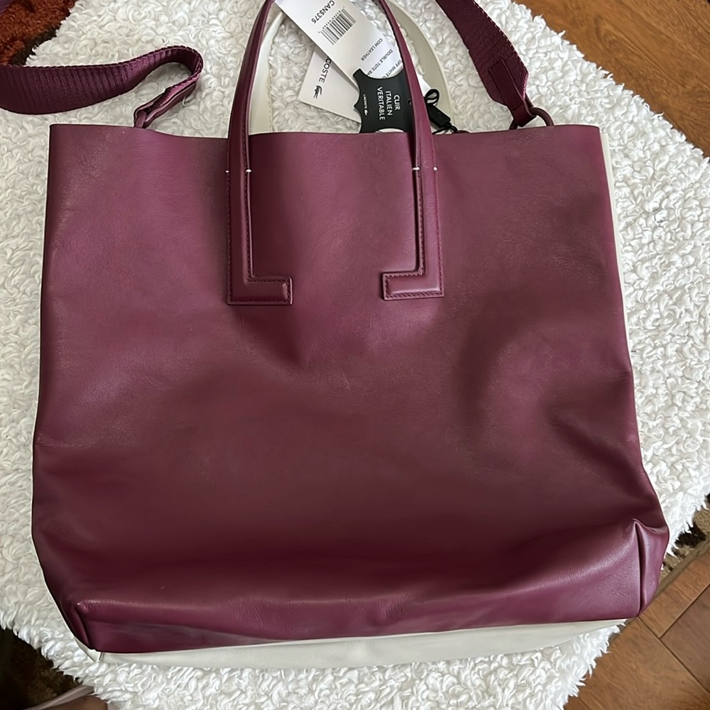 Lacoste double tote leather bag.